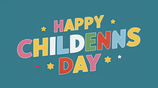 Photo happy childrens day illustration with creative text