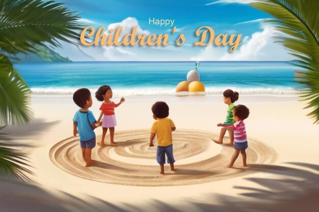 Photo happy childrens day social media psd banner design