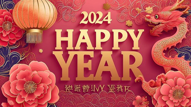 Photo happy chinese new year 2024 year of the dragon zodiac sign lunar new year chinese new year concept