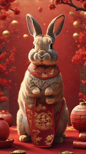 Happy chinese new year 2024 year of the rabbit background