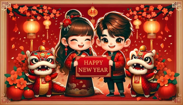 中国の新年あけましておめでとうございます背景イラスト