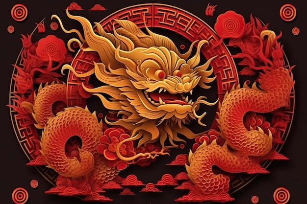 Happy chinese new year the dragon zodiac Generative AI