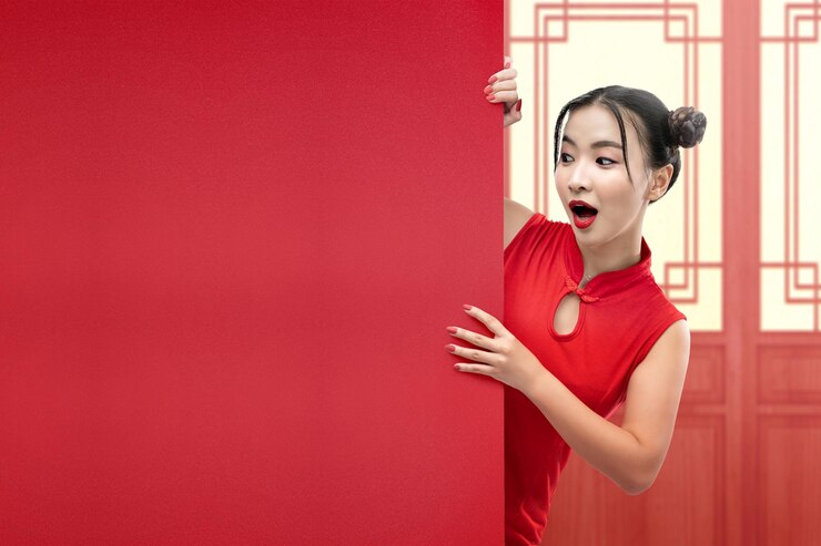 Photo happy chinese new year empty wall for copy space