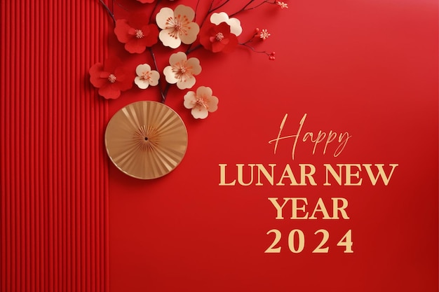 Счастливого китайского нового года приветствие фона социальных сетей пост нового года концепция иллюстрация