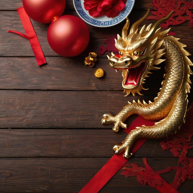 Happy Chinese New Year greetings with dragon