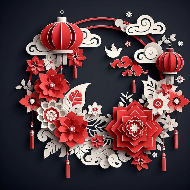 happy Chinese new year in Vector Design Illustration Background new year with red elements