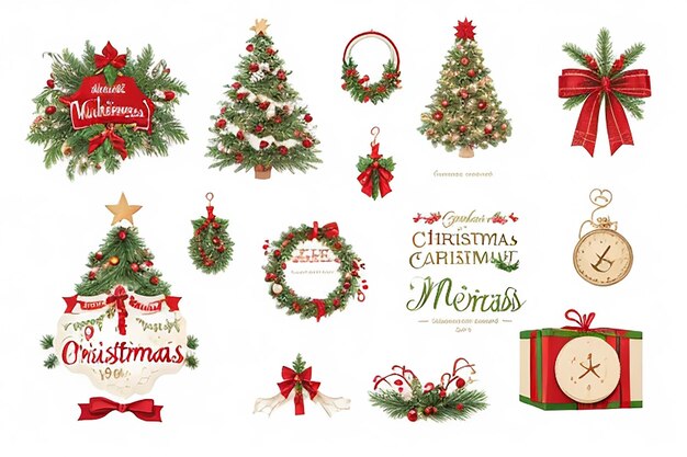 Photo happy christmas celebration elements