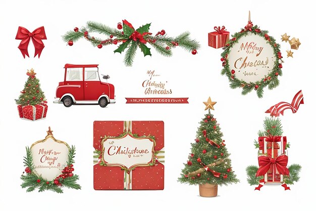 Photo happy christmas celebration elements