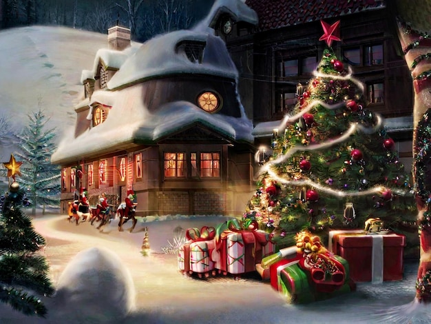 happy christmas day colorful christmas background christmas gift background christmas tree