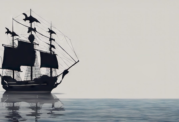 С Днем Колумба, парусник, плывущий по морским волнам, каравелла Санта-Мария