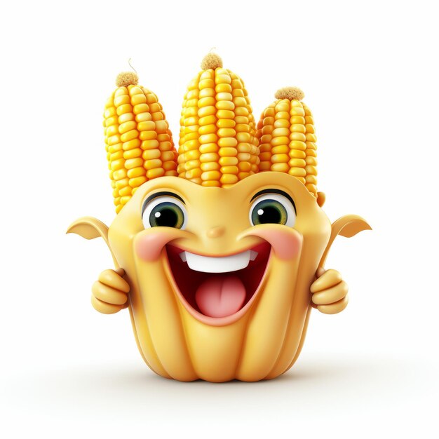 Photo happy corn cartoon mascot