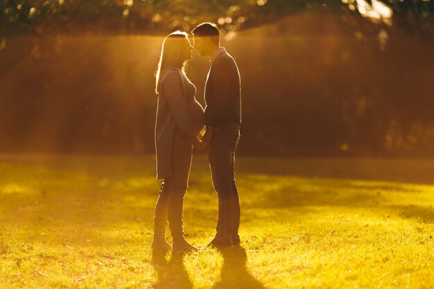 Happy couple in autumn park