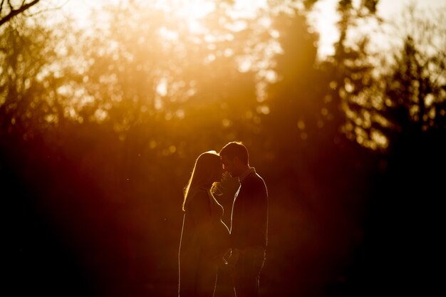 Happy couple in the autumn park