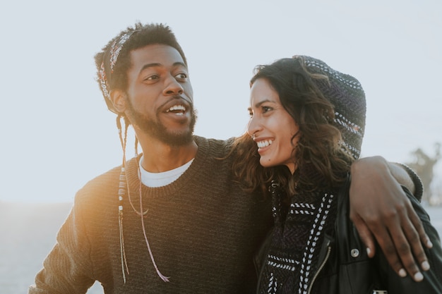 Happy couple at the beach