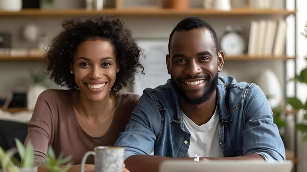 Photo happy couple becomes new homeowners after signing mortgage agreement on rental property concept real estate homeownership financial decisions life milestones personal achievements