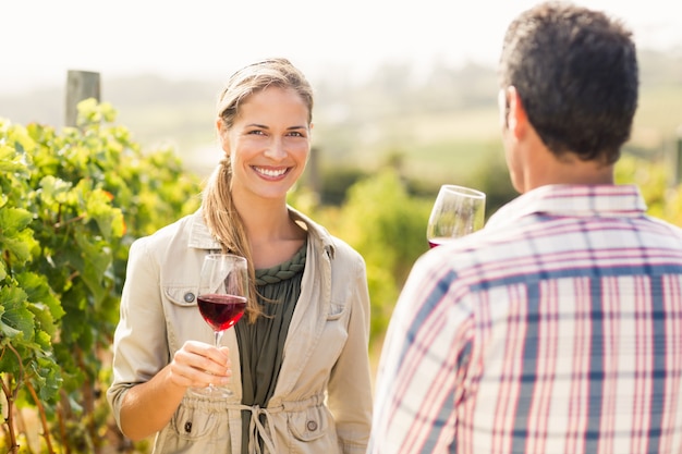 Happy couple having wine