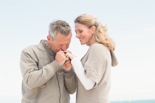 Happy couple holding each other