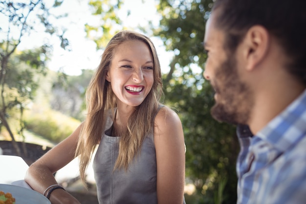 Happy couple interacting with each other