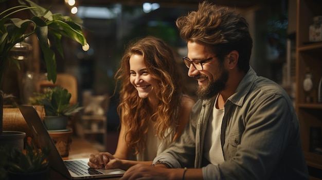 happy couple in love spending time together