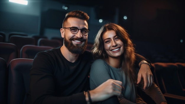 A happy couple at the movies Generative AI