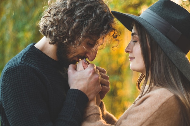 Happy couple outdoors