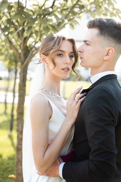 Happy couple posing outdoor