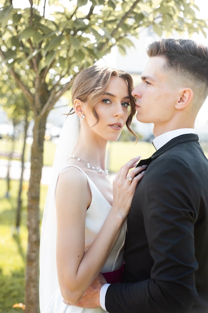 Happy couple posing outdoor