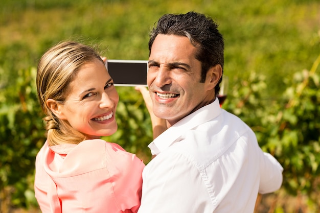 Happy couple taking a selfie