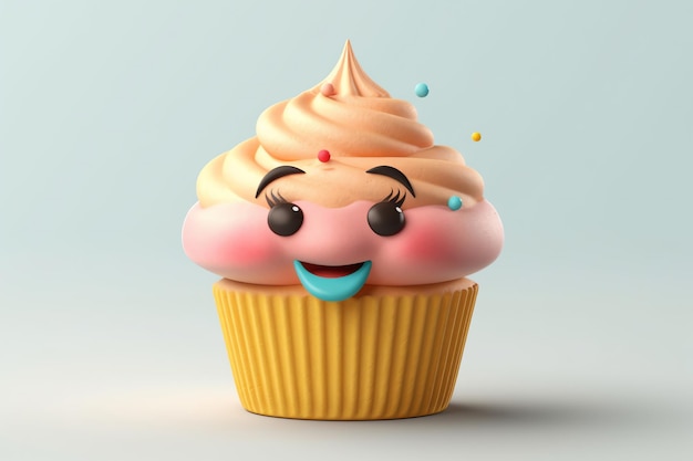 Happy cupcake isolated object