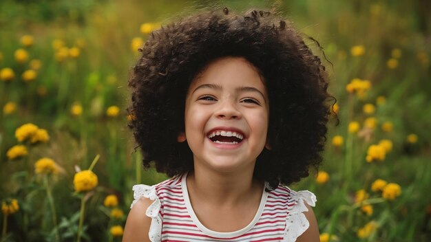 Happy cute african american girl laughing and smiling silly