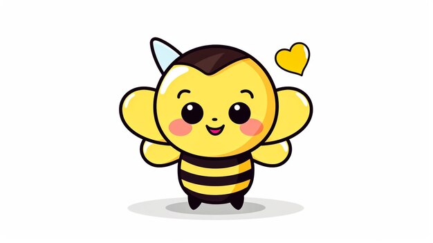 Happy cute bee sitting isolated