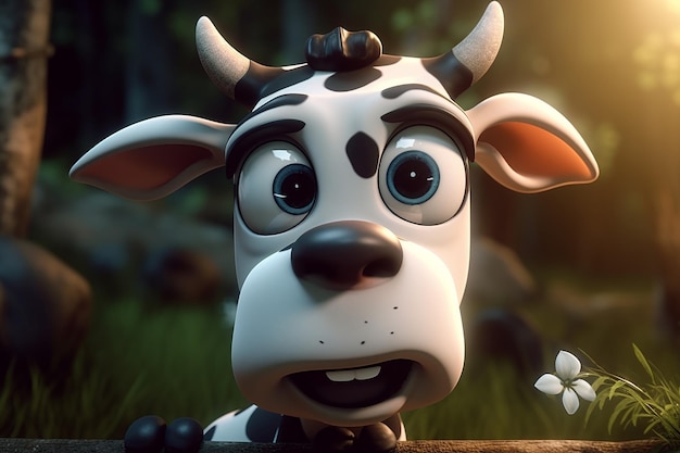 Happy cute cow cartoon character