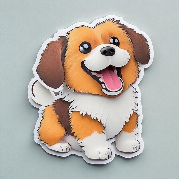 A happy cute dog sticker Generative AI