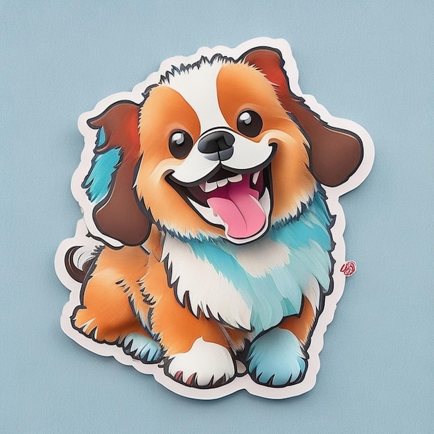 A happy cute dog sticker Generative AI