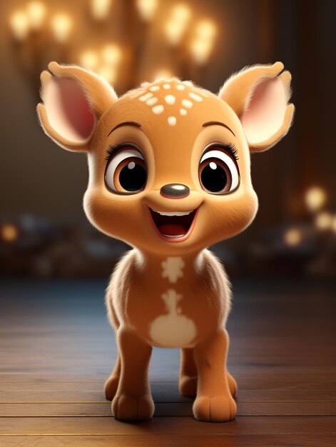 Happy cute funny perfect beautiful playful joyful adorable pretty animated reindeer fawn stag nature animated wildlife zoo animals antlers cornucopias