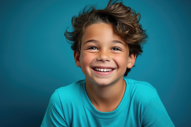 Happy cute guy on a turquoise background