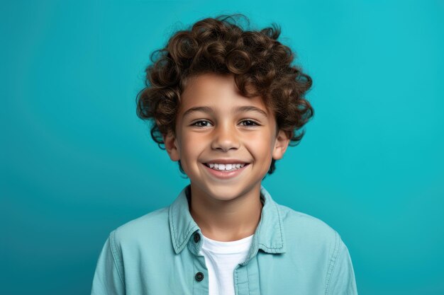 Happy cute guy on a turquoise background