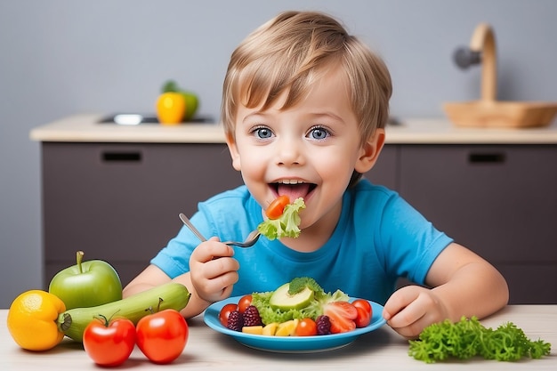 ハッピーキッド ボーイ 健康な食べ物を食べる