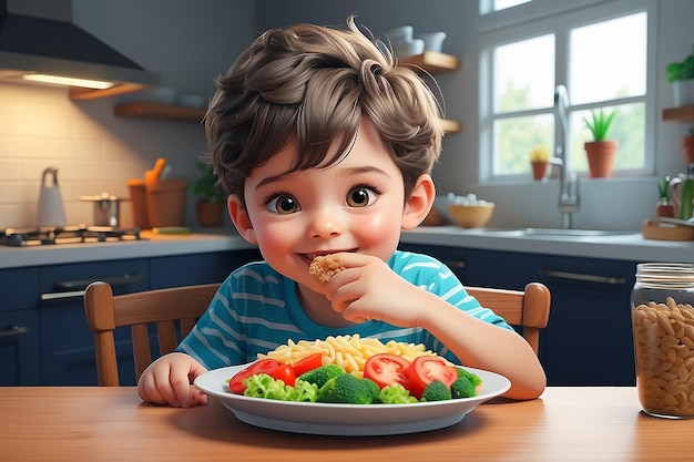 happy cute kid boy think choose food