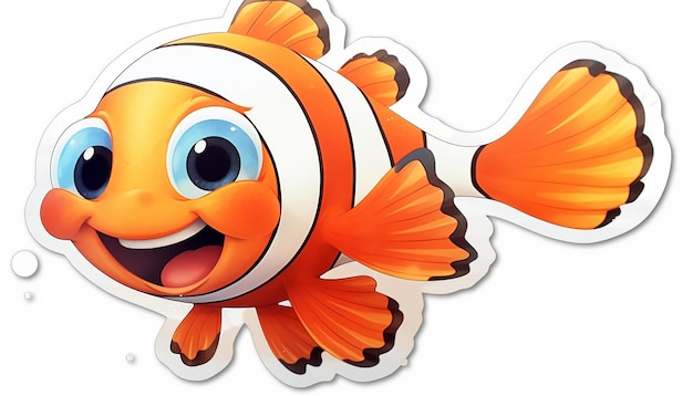 happy cute nemo white background sticker format