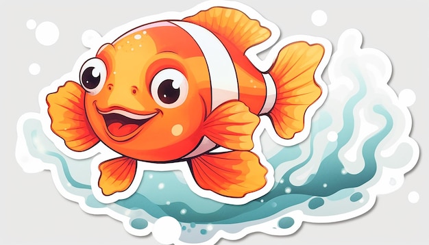 happy cute nemo white background sticker format