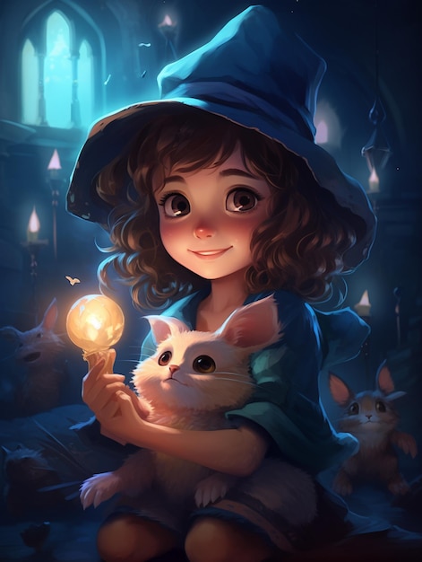 happy cute witch ilustration