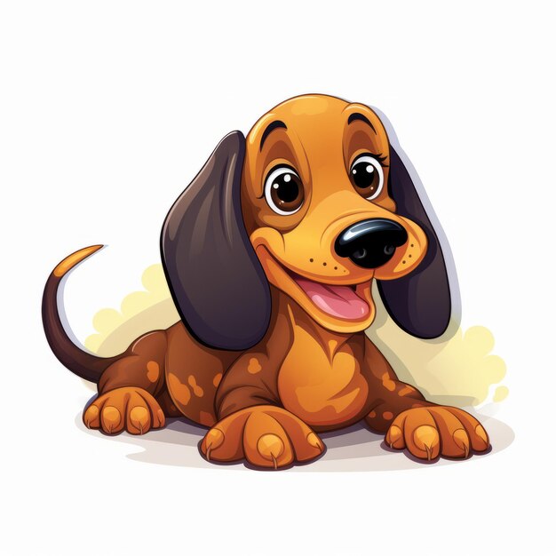 Photo happy dachshund head sticker cute cartoon style vector design