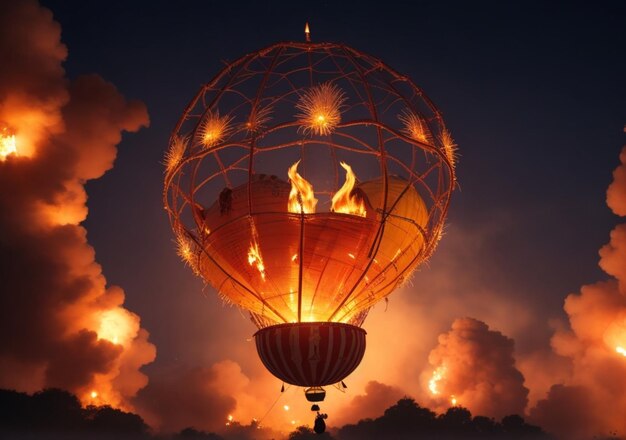 Foto happy dewali dewali diya fuoco dewali evento candela luce volante baollon candela