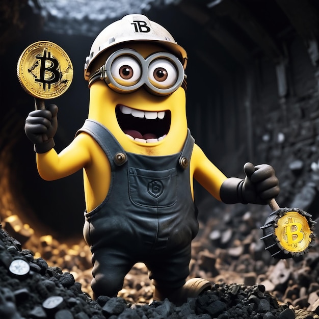 Photo happy dirty funny coal mine smile minion face characterbitcoin