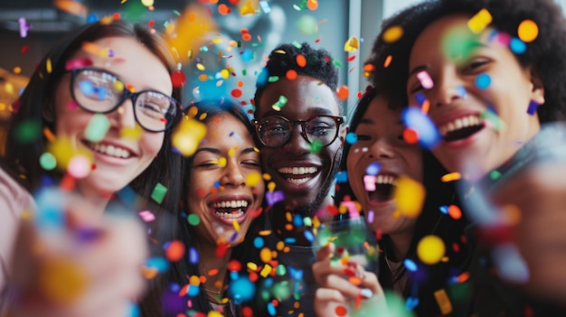 Happy Diverse Employees Celebrating Success in Business