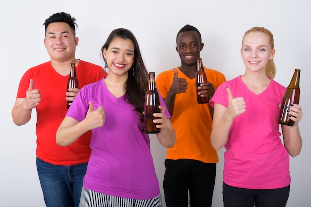 Happy diverse group of multi ethnic friends smiling