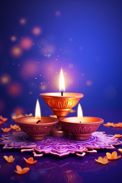 Happy diwali background and light candles