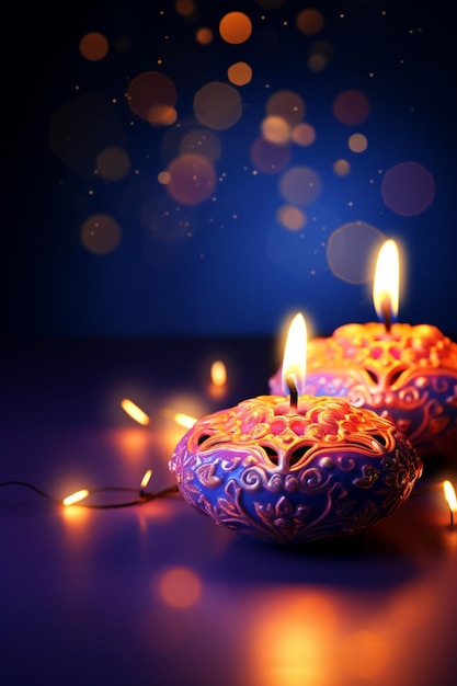 Happy diwali background and light candles