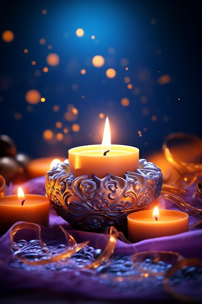 Happy diwali background and light candles